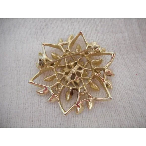 Vtg Sarah Coventry Estate Costume Brooch Pin Gold - Picture 2 of 2